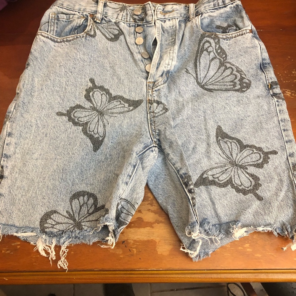 PacSun Blue Butterfly Jean Shorts